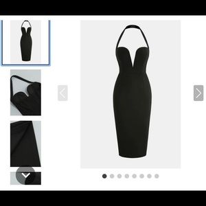 Sexy midi low cut black dress